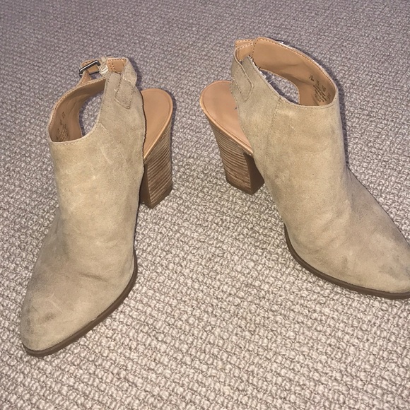 Tan suede open back booties - Picture 3 of 5
